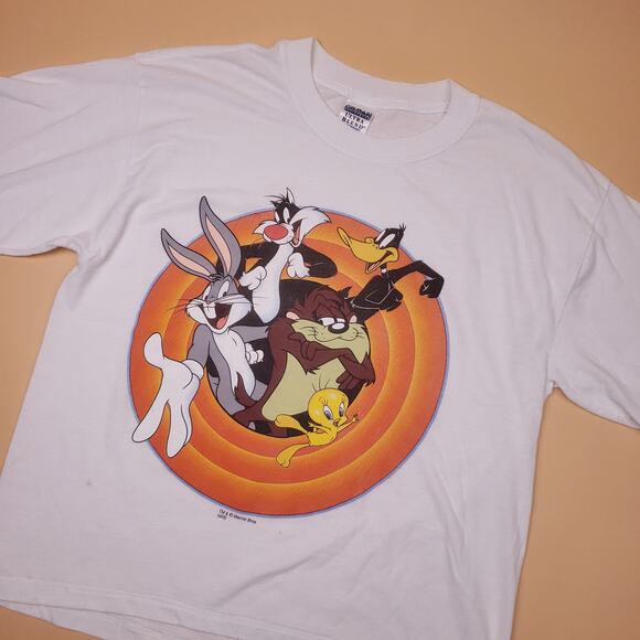 Vintage 90s Looney Tunes Logo Character Graphic T Shirt Classic Mens L - Picture 3 of 8